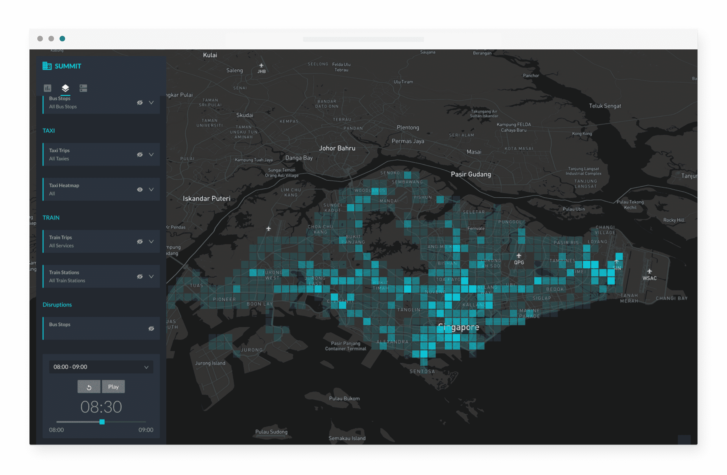 Heatmap of taxi density in Singapore Heatmap of taxi density in Singapore